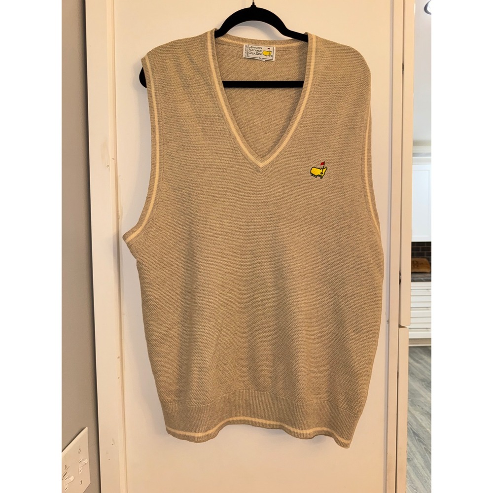 Slazenger Augusta National Golf Shop Masters Sweater Vest Tan Men's Large V-Neck